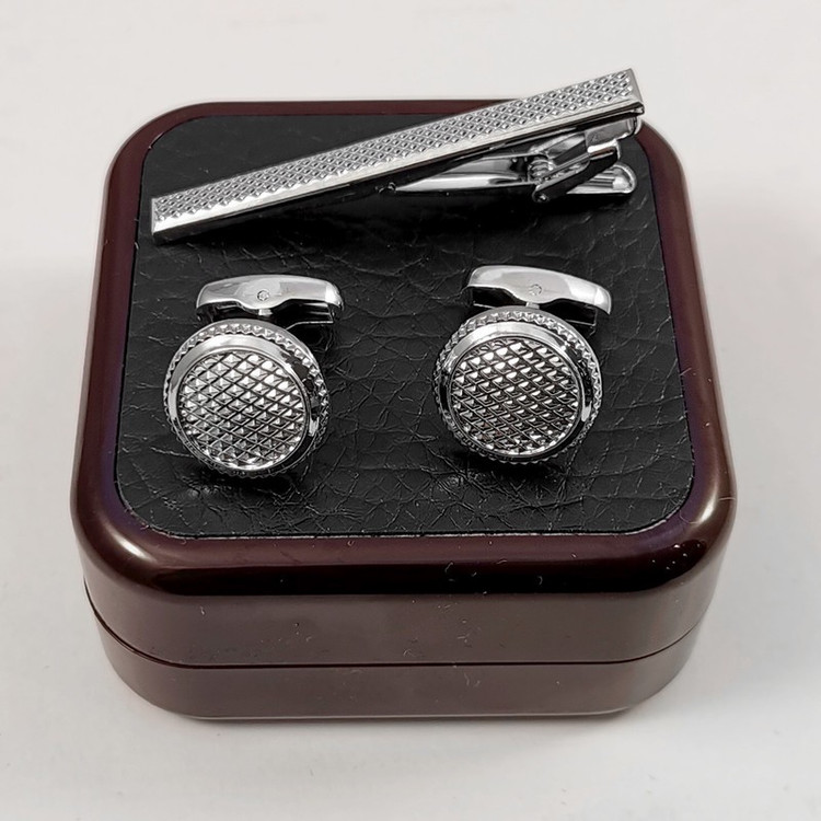 ست دکمه سردست و گیره کراوات مردانه مدل 570K