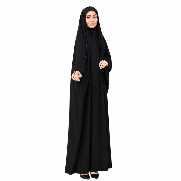 چادر عربی کرپ حریر اسود طرح جواهردوزی