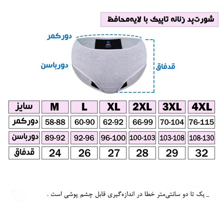 شورتکس زنانه تاپیک مدل لایه جاذب ضدحساسیت