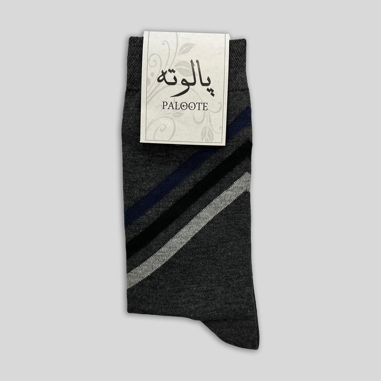 جوراب ساق بلند مردانه پالوته طرح راهراه مدل PLT-P7 بسته 3 عددی