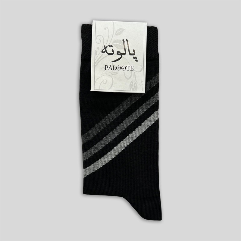 جوراب ساق بلند مردانه پالوته طرح راهراه مدل PLT-P7 بسته 3 عددی