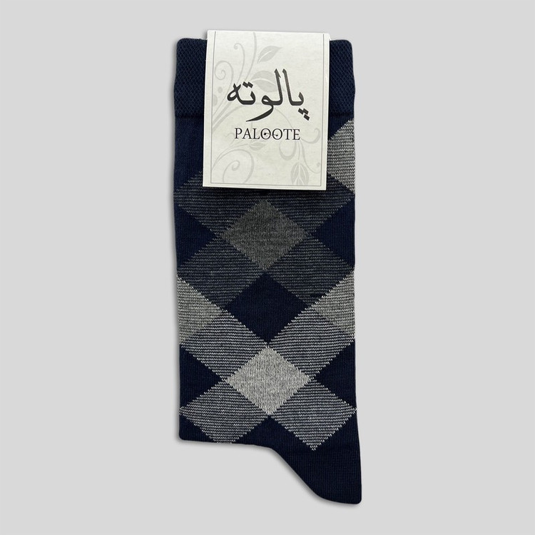 جوراب ساق بلند مردانه پالوته طرح چهارخانه مدل PLT-P6 بسته 3 عددی