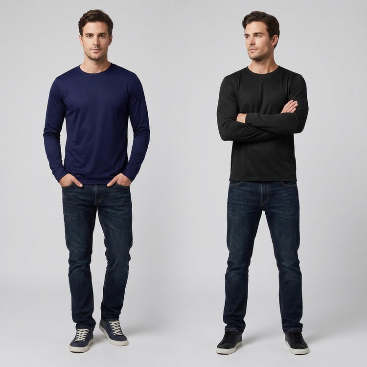 تی شرت آستین بلند مردانه رانژ مدل 22RA17D02M-1935-01 بسته 2 عددی