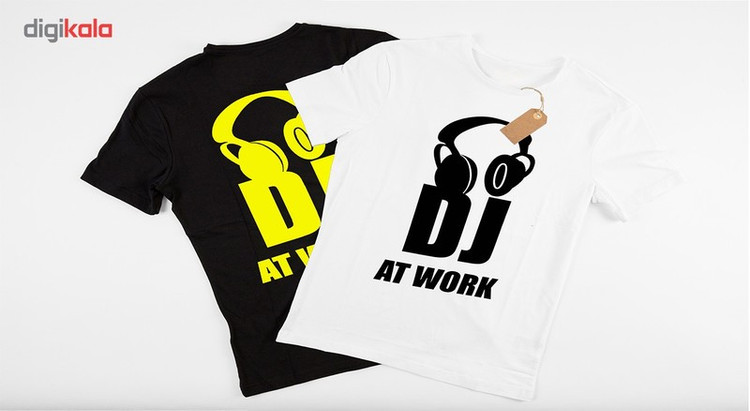 تیشرت آستین کوتاه مردانه سفید طرح DJ کد 13187