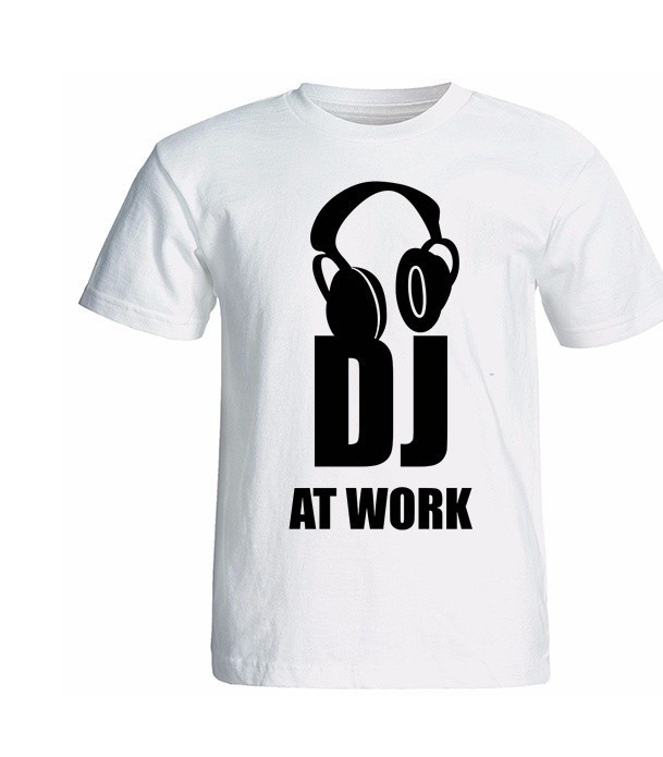 تیشرت آستین کوتاه مردانه سفید طرح DJ کد 13187