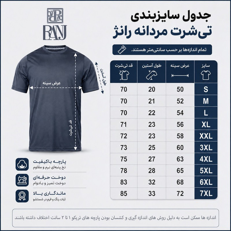 تی شرت آستین کوتاه مردانه رانژ مدل 21RA27D03M-193-01