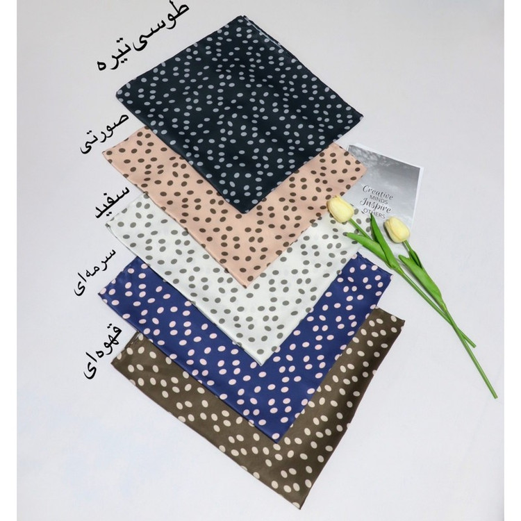 دستمال سر و گردن زنانه مدل ابریشم پاییزی طرح خال خالی کد ab400