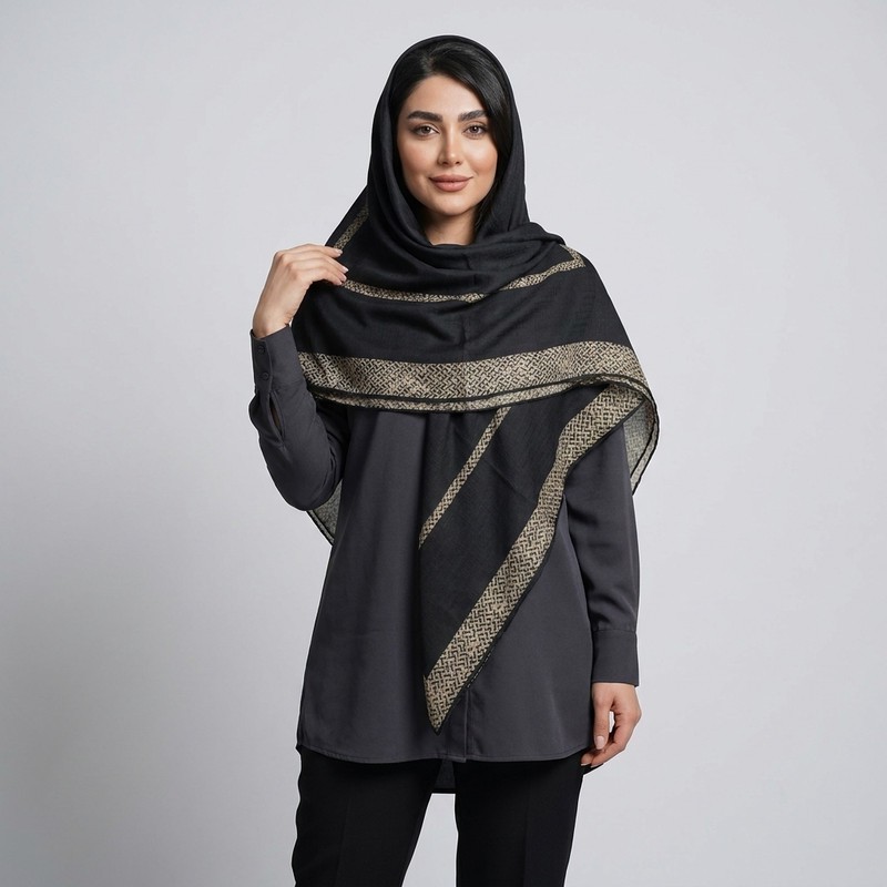 روسری زنانه مدل ژاکارد دستدوز