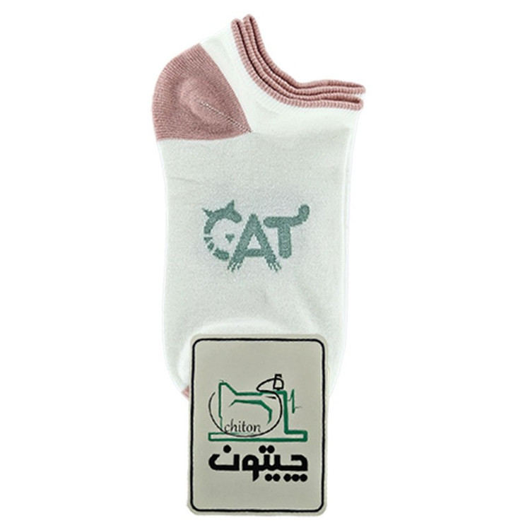جوراب ساق کوتاه زنانه چیتون طرح گربه ای بسته 4 عددی