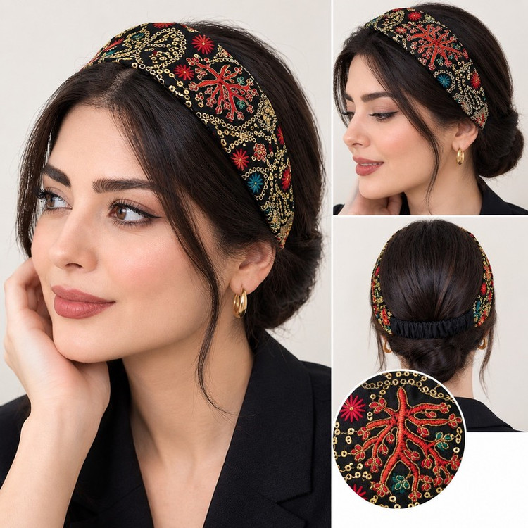 هدبند زنانه مدل سوزندوزی سنتی