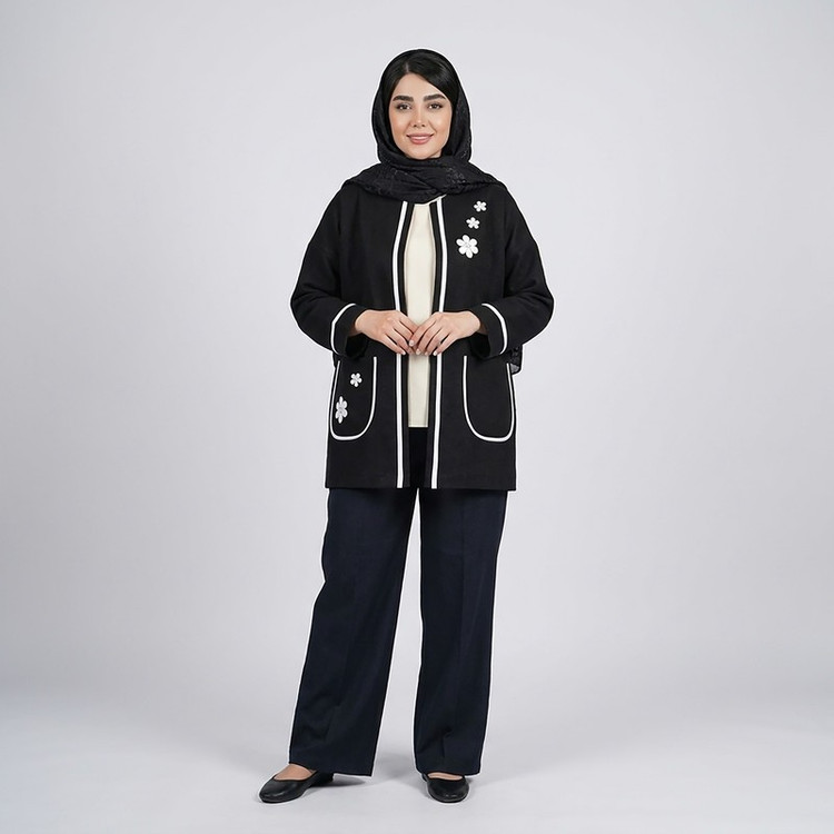 کت رسمی زنانه مدل کتان لمه و آستین کیمونو