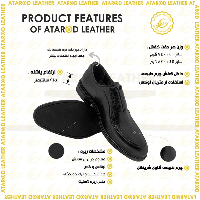 کفش مردانه چرم عطارد مدل چرم طبیعی کد SH282