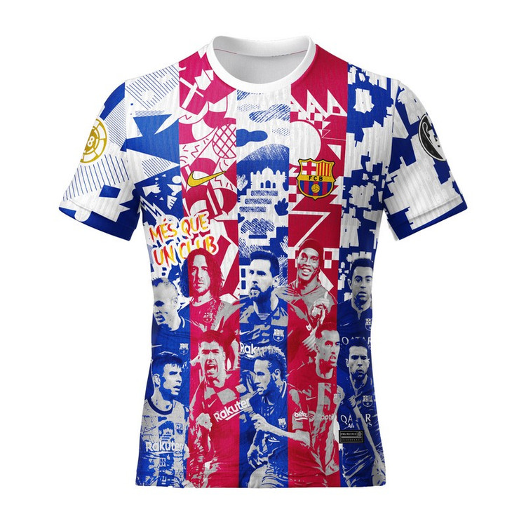 ست تیشرت و شلوارک ورزشی پسرانه مدل اسطوره های بارسلونا کد 512