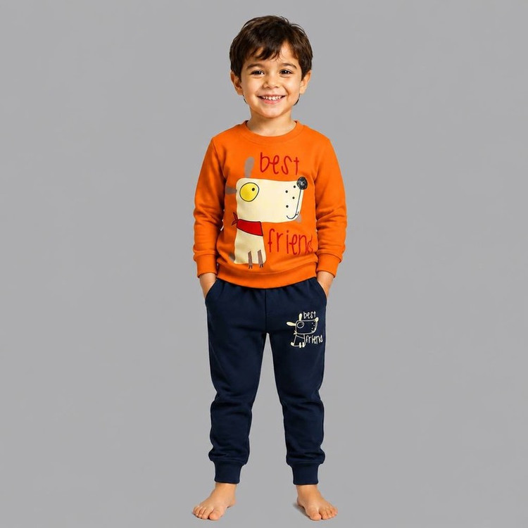 ست سویشرت آستین بلند و شلوار راحتی پسرانه مدل best friend