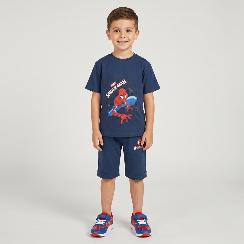 ست تیشرت آستین کوتاه و شلوارک راحتی پسرانه مدل Spiderman کد 750
