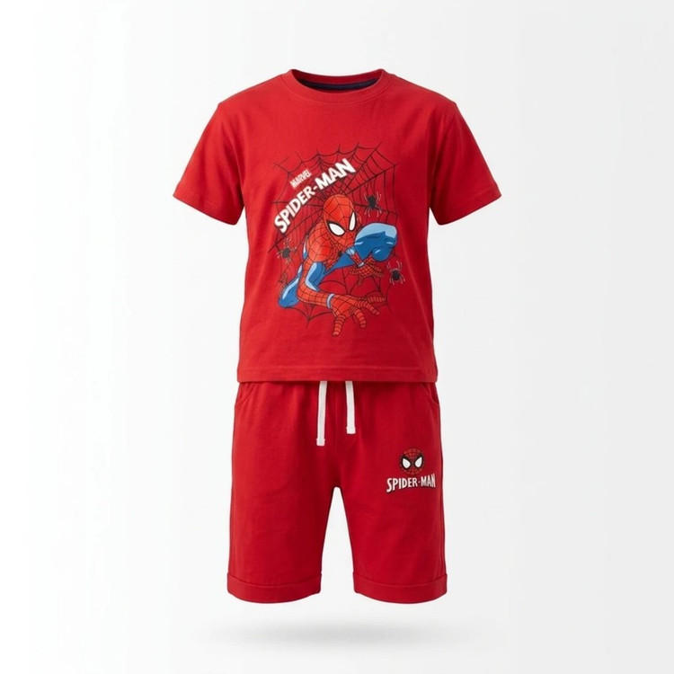 ست تیشرت آستین کوتاه و شلوارک راحتی پسرانه مدل Spiderman کد 750