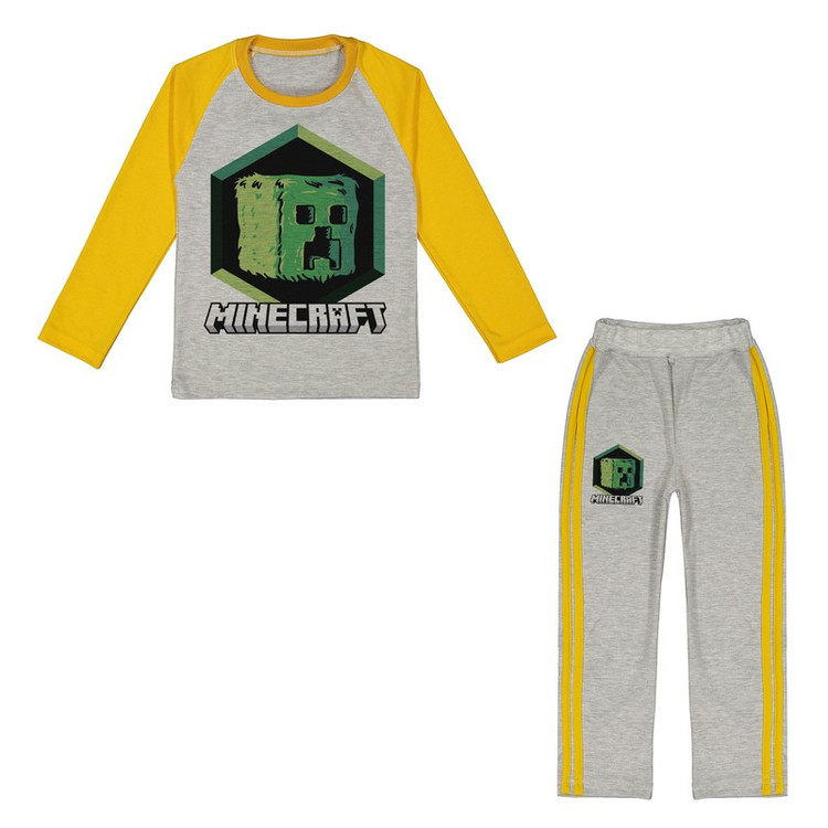 ست تیشرت آستین بلند و شلوار راحتی پسرانه مدل ماین کرافت کد P22