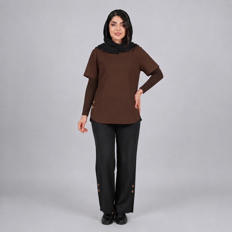 ست تیشرت آستین کوتاه و شلوار راحتی زنانه مدل ترنم