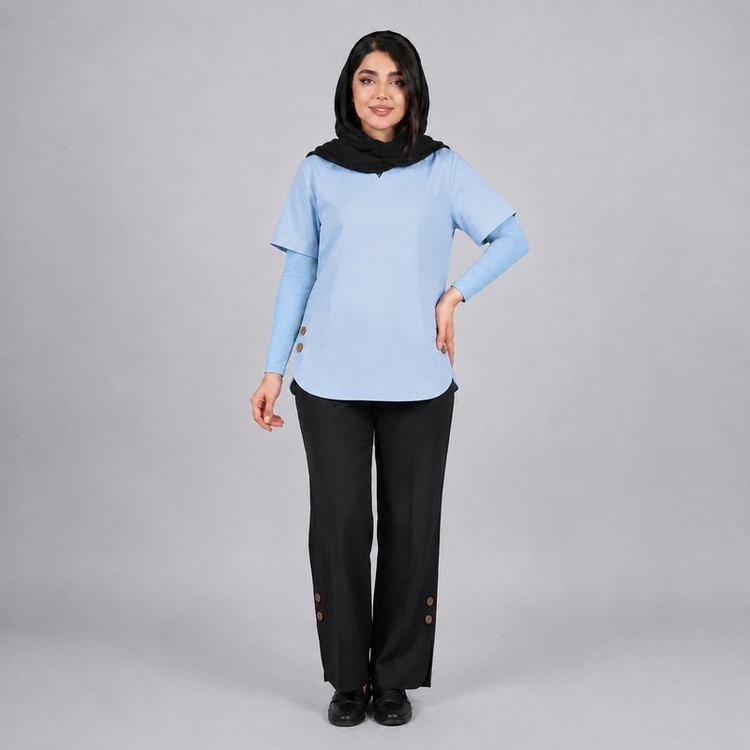 ست تیشرت آستین کوتاه و شلوار راحتی زنانه مدل ترنم
