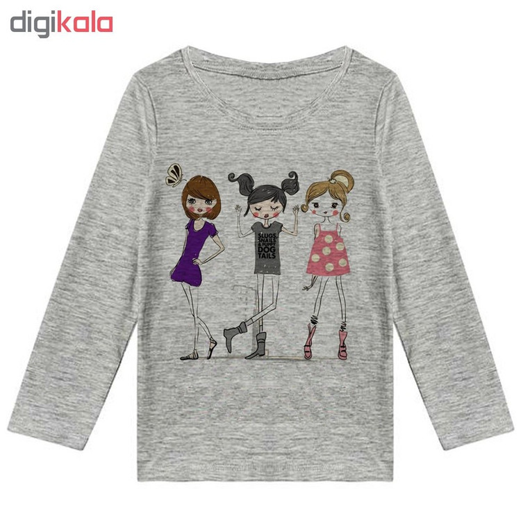 تیشرت آستین بلند دخترانه طرح girls کد K48