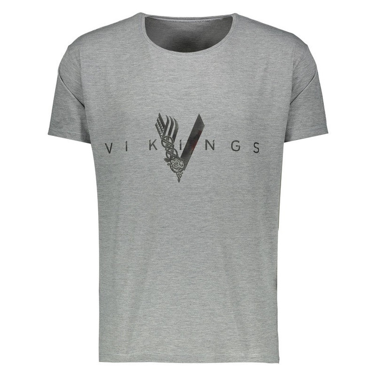 تی شرت ملانژ مردانه گالری واو طرح Vikings کد CT80217