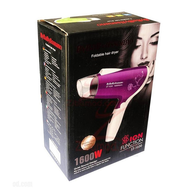 سشوار مسافرتی مدل ST1030_W1600 با توان 1600 وات، تنظیم دما در دو حالت، سرعت یک سرعته، موتور AC، وزن 250 گرم و سری صاف...