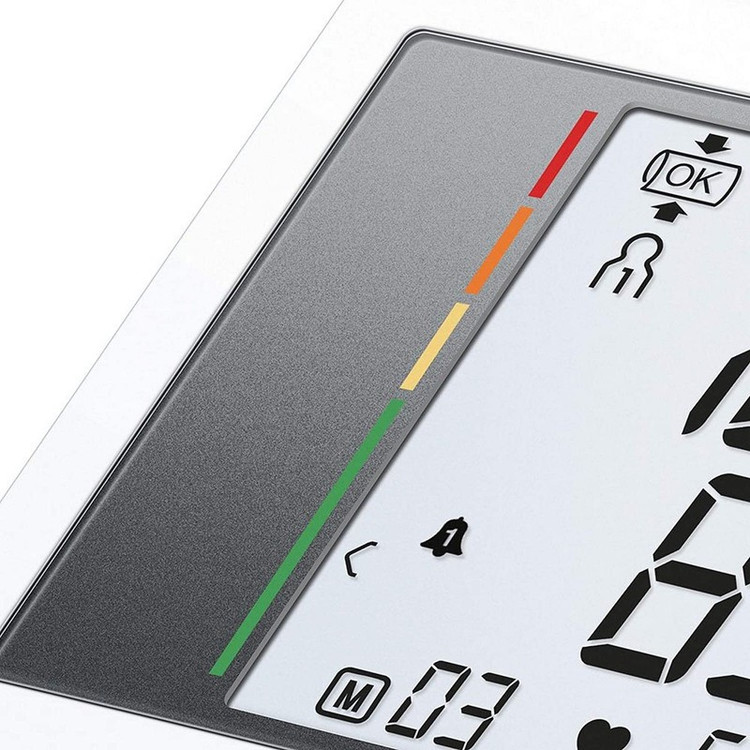 فشارسنج بازویی دیجیتال بیورر مدل BM28 با حافظه 120 رکورد برای 4 کاربر، نمایشگر LCD بزرگ، تشخیص آریتمی، هشدار خطای محا...