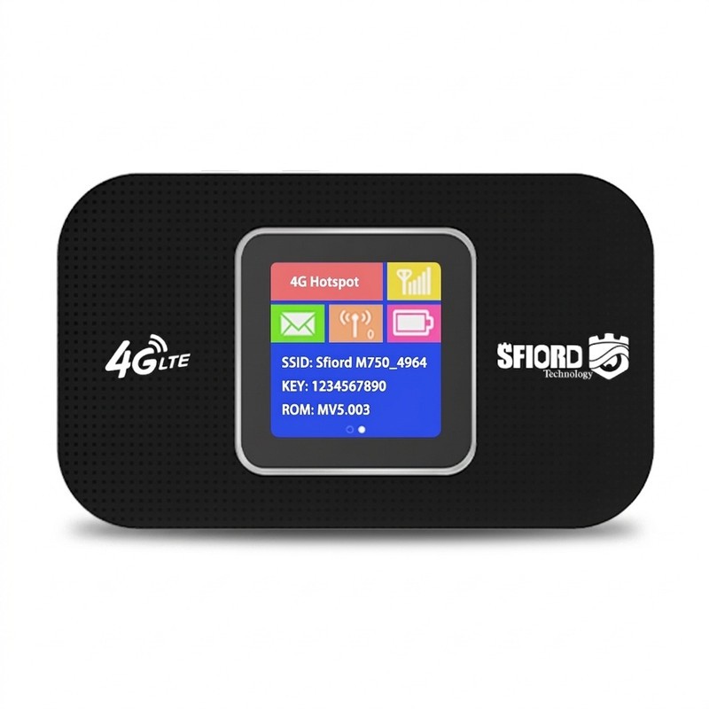 مودم 4G LTE قابل حمل اسفیورد مدل M750 با باتری 3000 میلیآمپرساعت، پشتیبانی از 10 کاربر همزمان، نمایشگر رنگی دیجیتال، ...