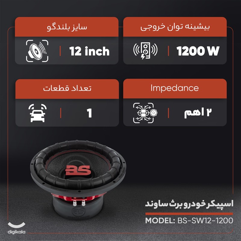 اسپیکر خودرو صدای نفس مدل BS-SW12-1200