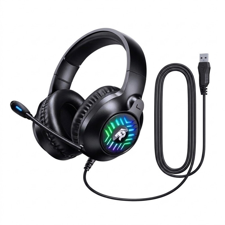 هدست مخصوص بازی رو گوشی ریمکس مدل RM705 با اتصال سیمی، دانگل USB، نویز کنسلینگ فعال، میکروفون انعطافپذیر و نورپردازی RGB
