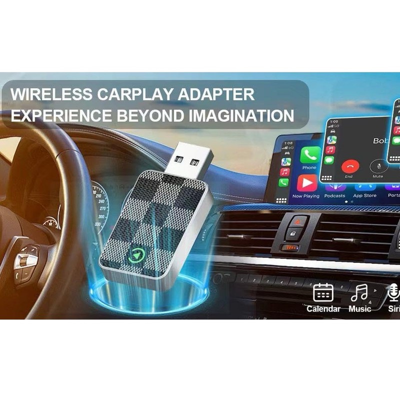 کارپلی و اندروید اتو مدل Wireless CarPlay/Android Auto به همراه مبدل USB به USB-C و کابل افزایش طول USB
