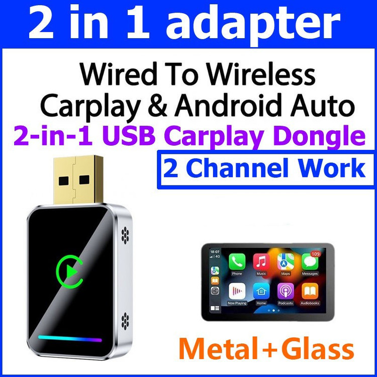کارپلی و اندروید اتو مدل Wireless CarPlay/Android Auto Q1JS به همراه مبدل USB به USB-C