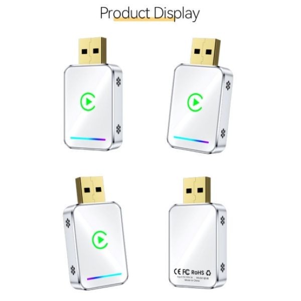 کارپلی و اندروید اتو مدل Wireless CarPlay/Android Auto Q1JS به همراه مبدل USB به USB-C