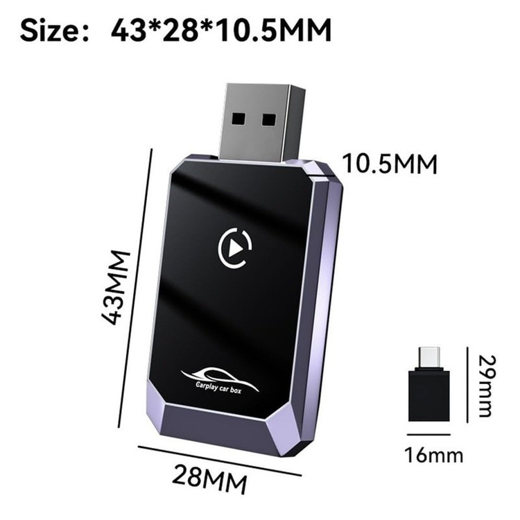 کارپلی و اندروید اتو مدل Wireless CarPlay/Android Auto Q1Y به همراه مبدل USB به USB-C