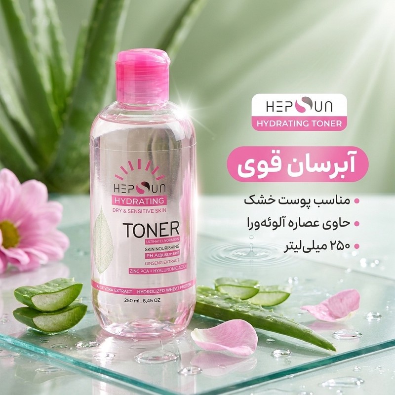 تونر پوست هپسان مدل HYDRATING مناسب برای پوست_x000D_ خشک حجم 250 میلی لیتر