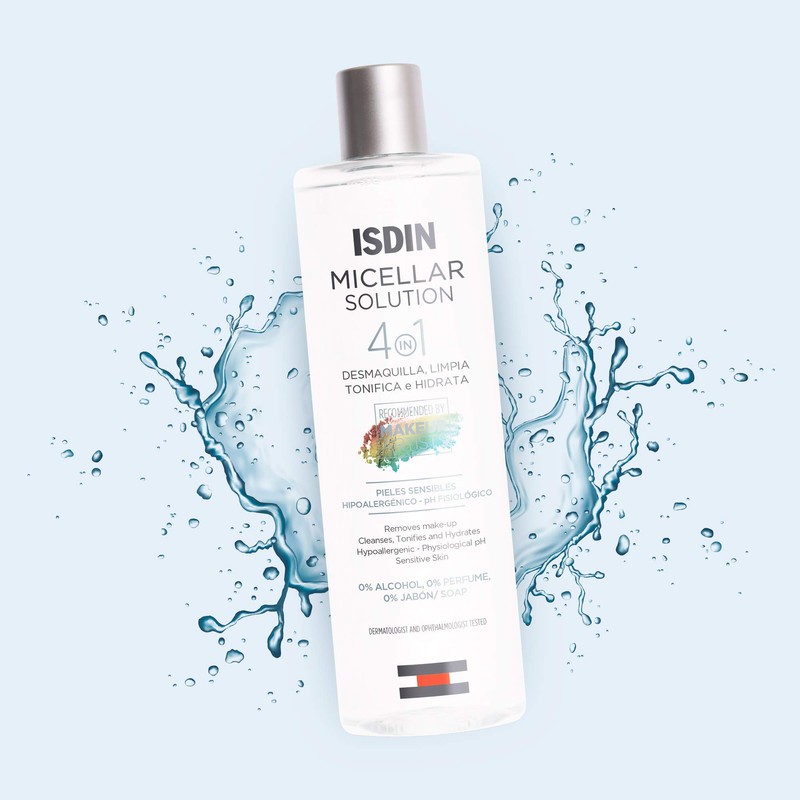 محلول پاک کننده آرایش صورت ایزدین مدل Micellar Solution حجم 400 میلی لیتر