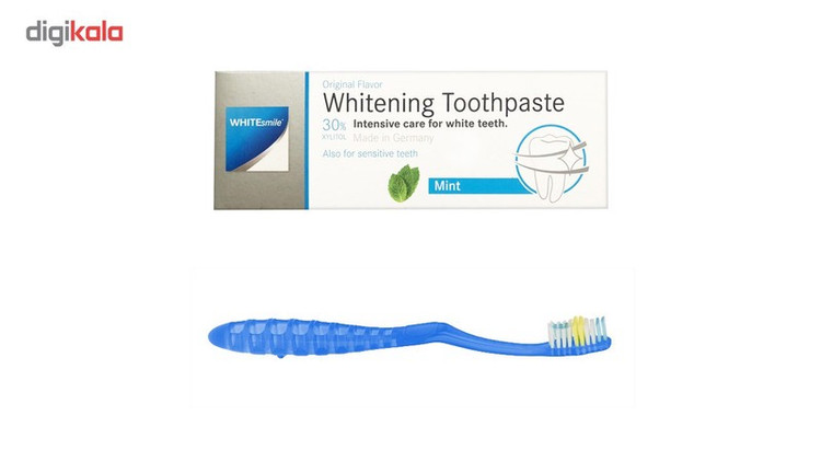 پک خمیر دندان وایت اسمایل مدل Whitening حجم 75میلی لیتر به همراه مسواک تریزا مدل Matrix Protection