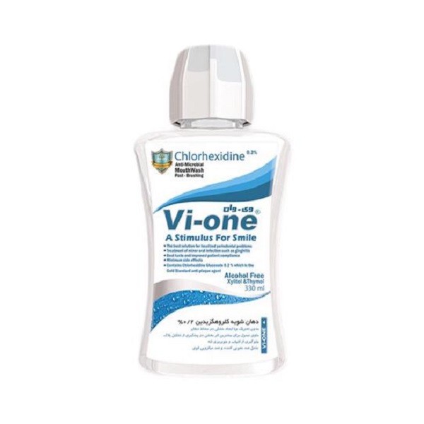 دهان شویه وی وان مدل Chlorhexidine حجم 330 میلی لیتر مجموعه 3 عددی