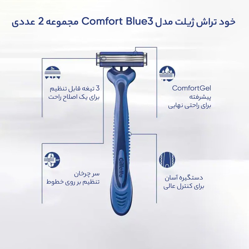 خود تراش ژیلت مدل Blue3 مجموعه 2 عددی