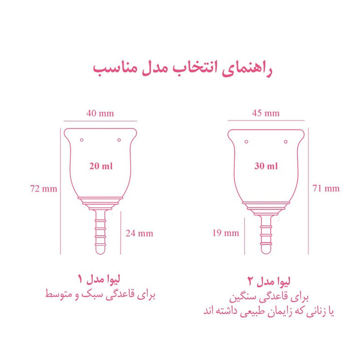 کاپ قاعدگی لیوا فارما سایز متوسط به همراه لیوان کاپ قاعدگی لیوا فارما مدل Mate02