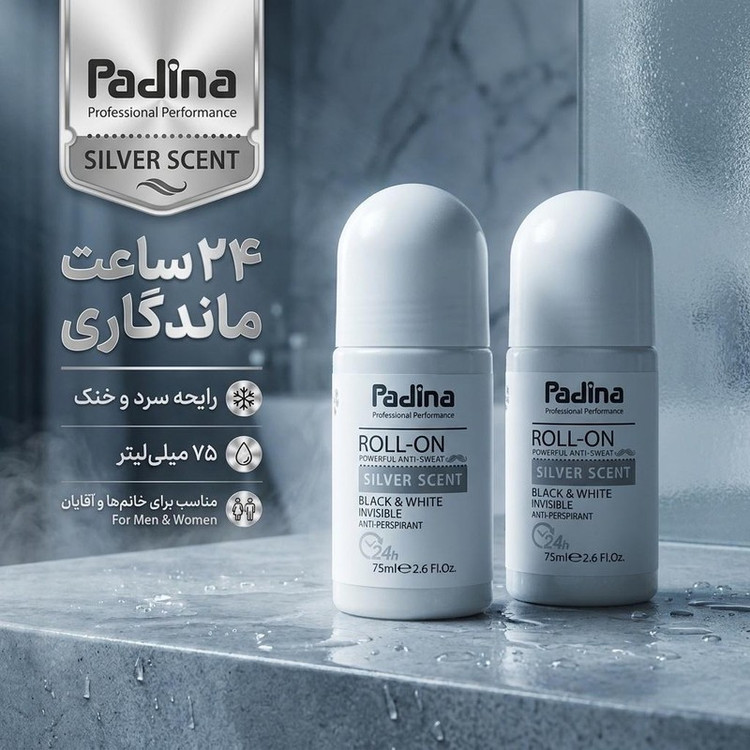 رول ضد تعریق پادینا مردانه مدل SILVER SCENT حجم 75 میلی لیتر مجموعه 2 عددی