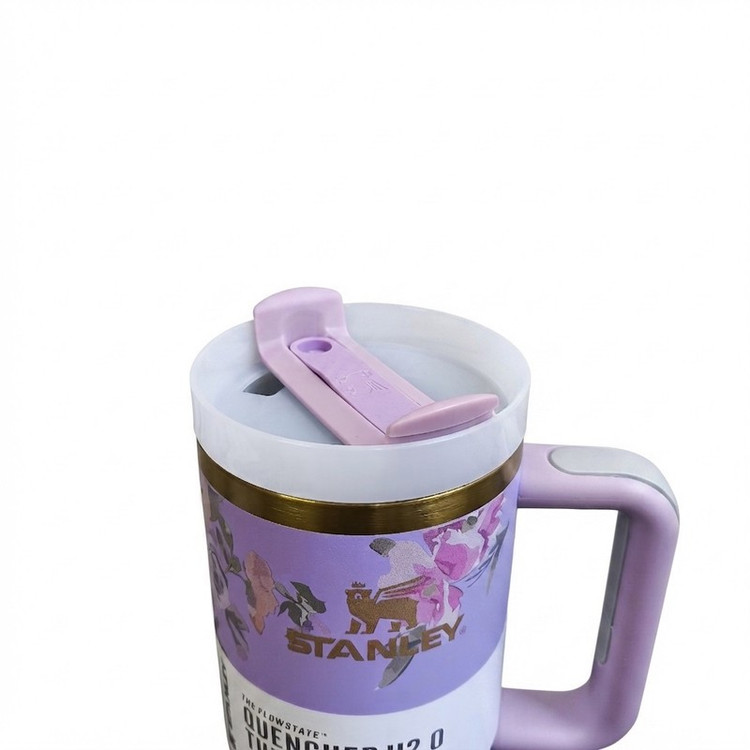 تراول ماگ مدل گلدار کد Purp-12le استیل ضد زنگ گنجایش 1.18 لیتر