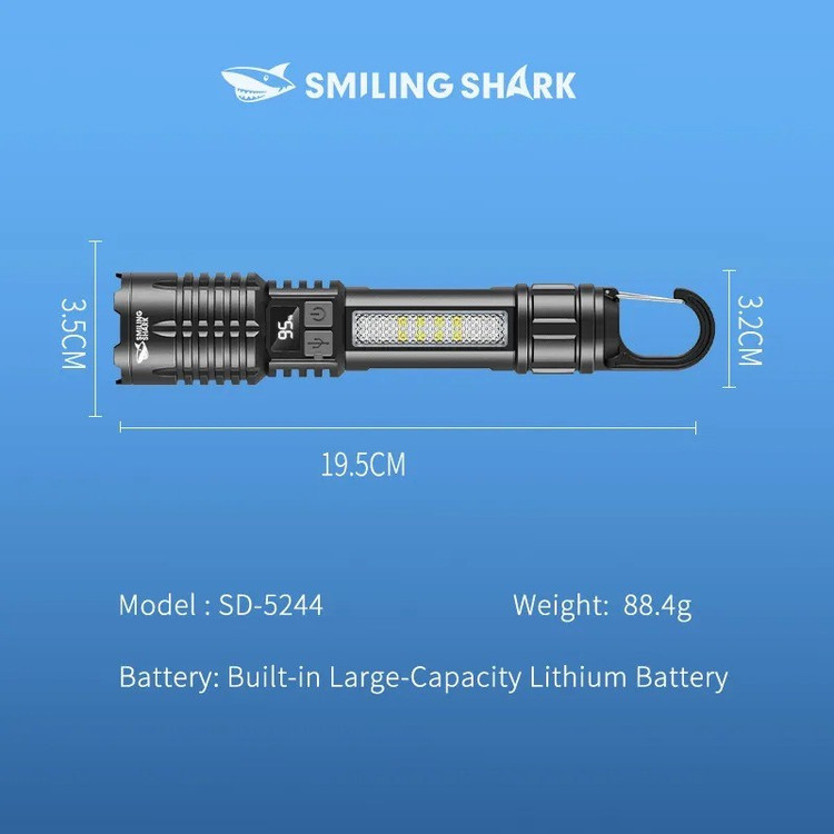 چراغ قوه دستی اسمایلینگ شارک مدل شارژی کد SD-5244 با نور چند رنگ