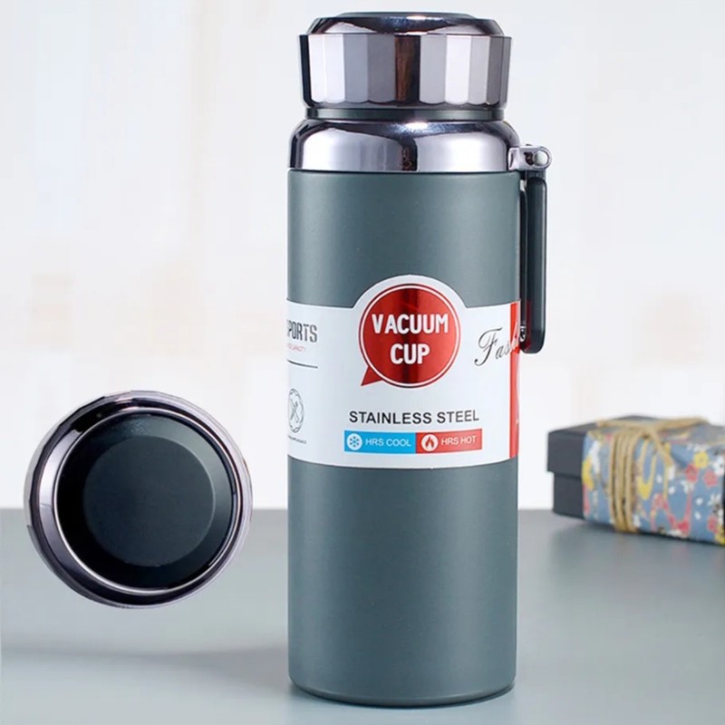 فلاسک مدل الماسی VACUUM CUP با جنس استیل 316 و دماسنج دار ظرفیت 1000 میلیلیتر