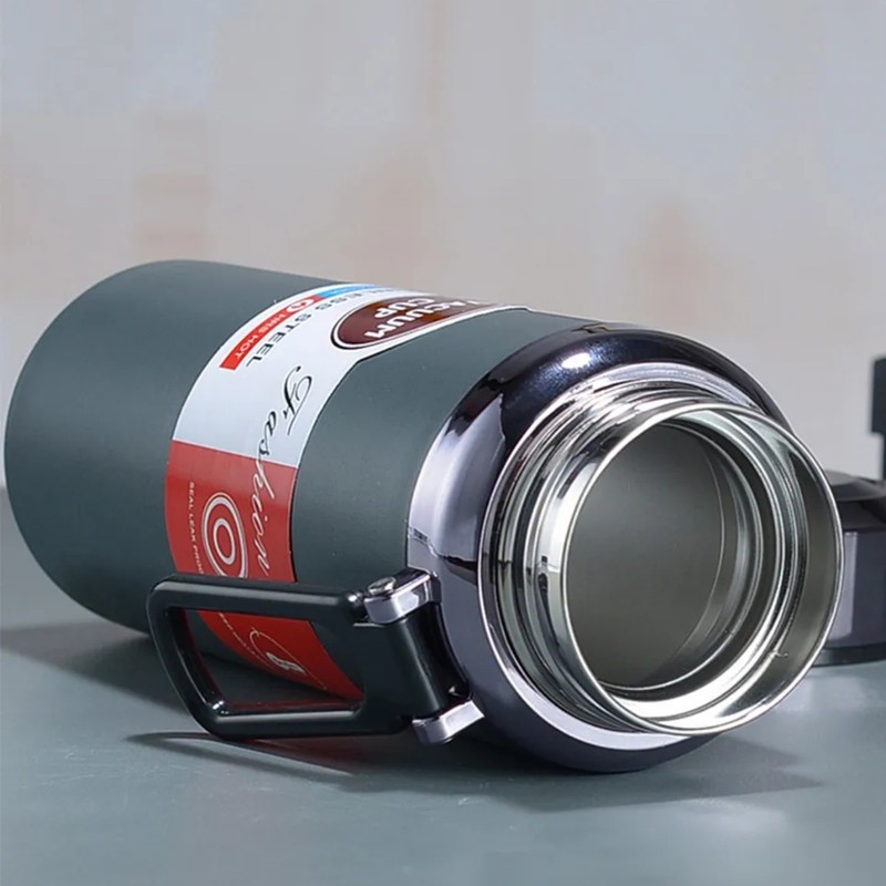 فلاسک مدل الماسی VACUUM CUP با جنس استیل 316 و دماسنج دار ظرفیت 1000 میلیلیتر