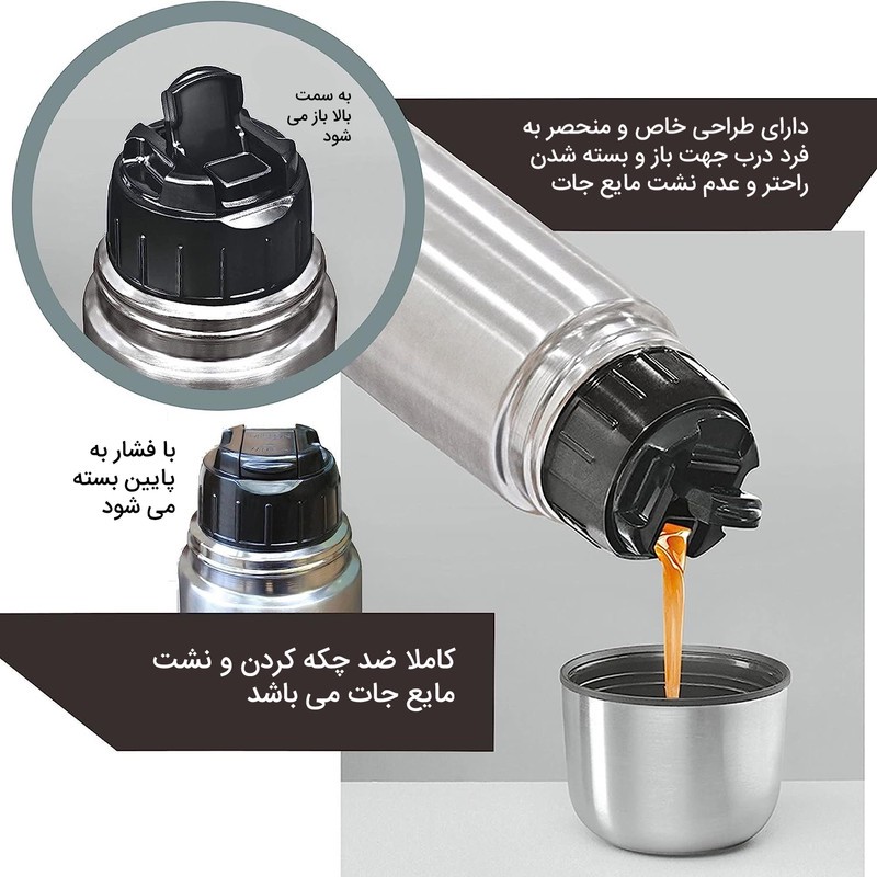فلاسک میلتون مدل Flip Lid دربدار ترمواستیل گنجایش 0.75_x000D_ لیتر به همراه کاور