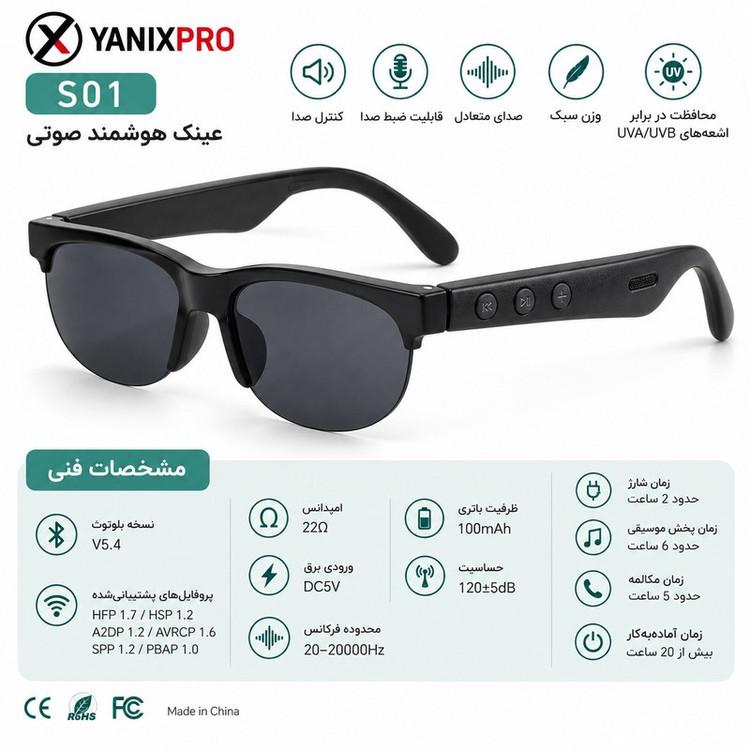 عینک هوشمند یانیکس پرو مدل S01