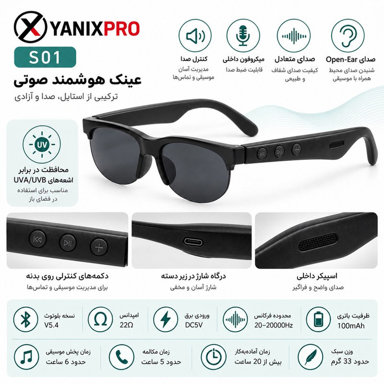 عینک هوشمند یانیکس پرو مدل S01
