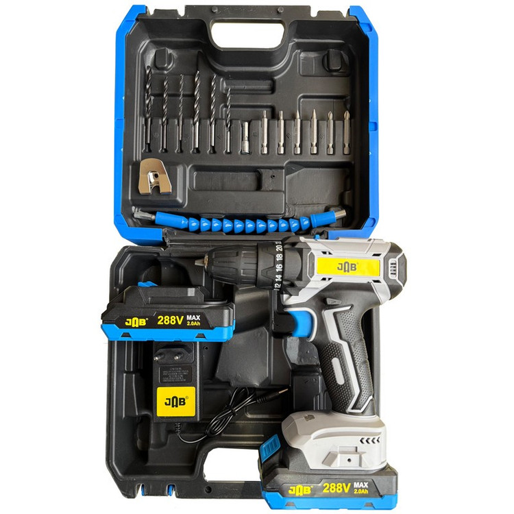 مجموعه 20 عددی دریل پیچ گوشتی شارژی 10 میلیمتری 288 ولت جاب مدل JB-288 POWER JAB New