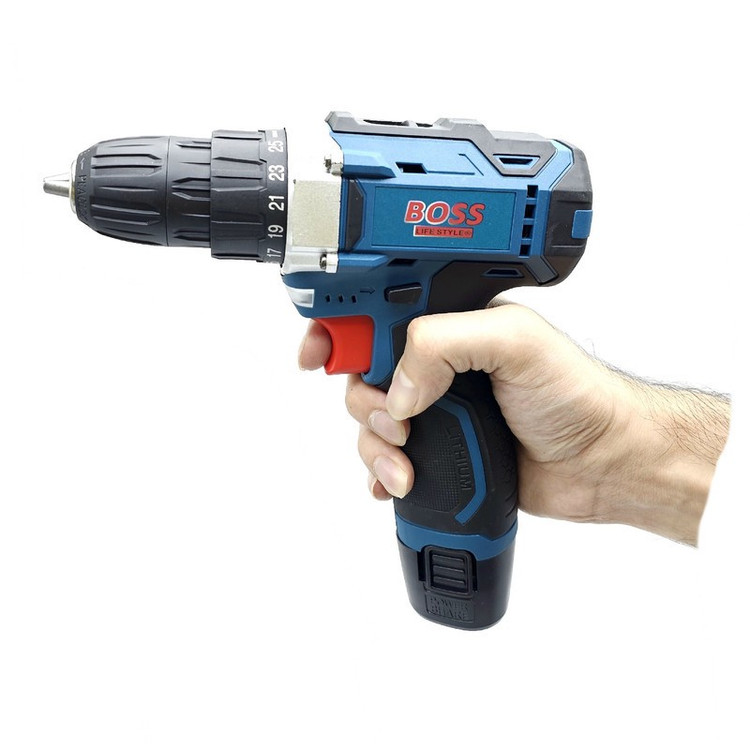 دریل پیچ گوشتی شارژی چکشی باس مدل 18V مجموعه 25 عددی